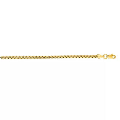Hollow round Box Necklace 22", 2.4Mm in 14K Yellow Gold
