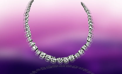 DIAMOND NECKLACE ROUND BRILLIANT BIG HALO GRADUATED AROUND SET CENTER 9.00 MM