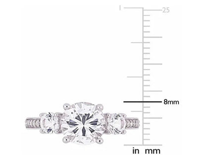 3.00 Carat (Ctw) Lab Created White Sapphire Ring in 10K White Gold with Diamonds