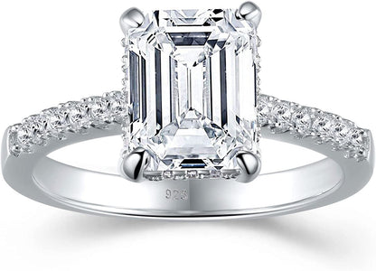 SHELOVES 3 Carat Emerald Cut Engagement Rings AAAAA White Cz 925 Sterling Silver