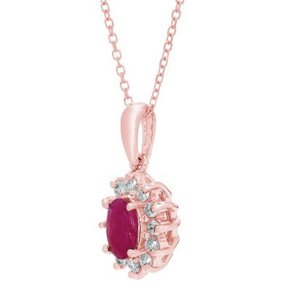 Genuine Ruby and 0.18 CT T.W. Diamond Pendant in 14K Gold