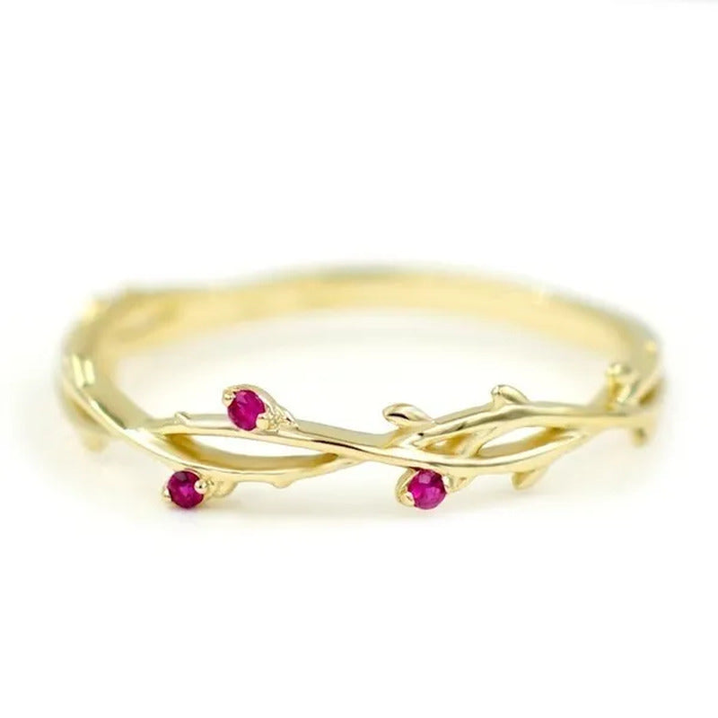Simple Fashion Natural Ruby Gemstone Bridal Wedding Ring for Womens Engagement W
