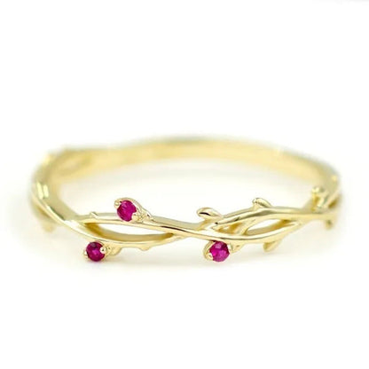Simple Fashion Natural Ruby Gemstone Bridal Wedding Ring for Womens Engagement W