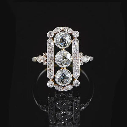 Vintage Jewelry Exquisite 925 Sterling Silver Natural White Sapphire Diamond Rin
