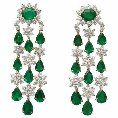 Emerald and Diamond Chandelier Earrings