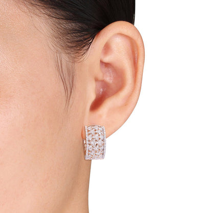 Miabella Women'S 3/4 Carat T.W. Diamond Filigree Vintage Huggie Hoop Earrings in