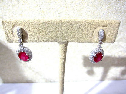 RUBY OVAL SHAPE TWO STONES DIAMOND ROUND BRILLIANT
