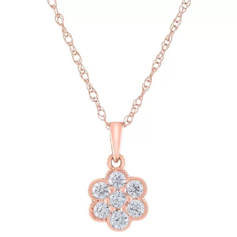 0.15 CT. T.W. Diamond Flower Cluster Pendant in 14K Gold
