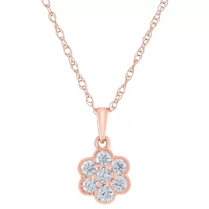 0.15 CT. T.W. Diamond Flower Cluster Pendant in 14K Gold