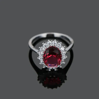 Royal Jewelry Princess Diana Soild Silver Color Ring Sapphire Cz Diamond Engagem