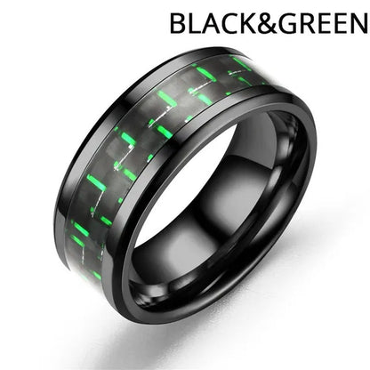 8MM Mens 6 Colors Ceramic Ring Wedding Band with Red Carbon Fiber Inlay Sizes 6
