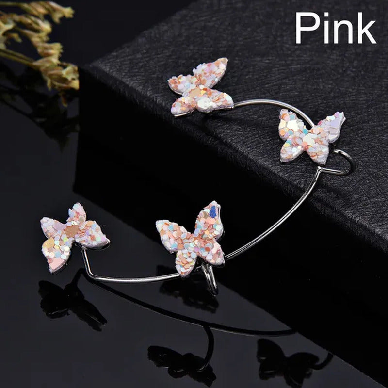 Women'S Fashion Diamond Colorful Butterfly Ear Clips without Piercing for Women