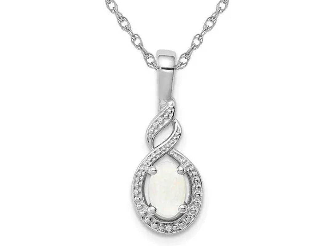 1/3 Carat (Ctw) Lab-Created Opal Pendant Necklace in Sterling Silver with Chain