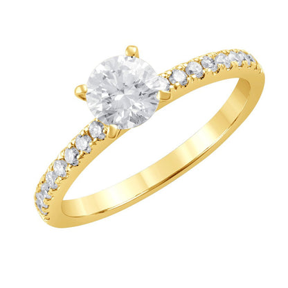 Unique Moments 1 Ct Lab Grown Diamond round Engagement Ring in 14K Yellow Gold (