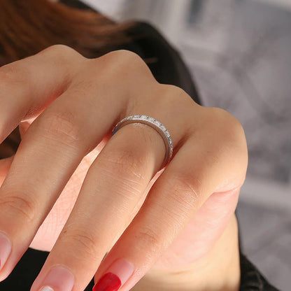 AEW S925 Silver 1.2Ctw DF Color Moissanite Eternity Wedding Band Moissanite