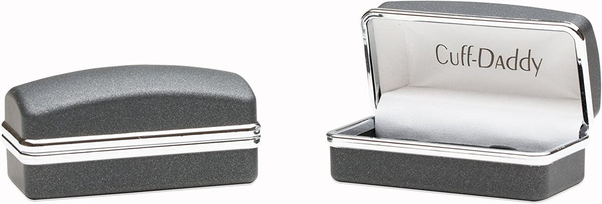 Attorney Lawyer Cufflinks Scales of Justice Black Gold with Presentation Box Sto
