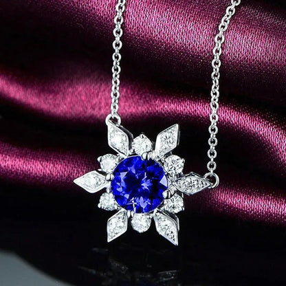 Fashion Zircon Necklace for Women, Elegant Ladies Exquisite Sapphire Jewelry Acc