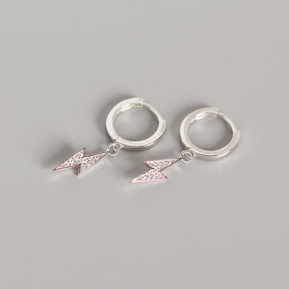 Silver Diamond Lightning Personalized All-Match Earrings
