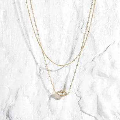 Layered Necklace Pendant Handcrafted 18K Gold Plated Delicate Circle Gold Neckla