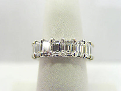 DIAMOND 18 EMERALD SHAPE ETERNITY SET BAND U BASKET MOUNTING DIAMOND BAND