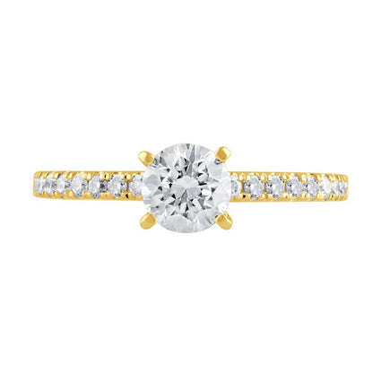 Unique Moments 1 Ct Lab Grown Diamond round Engagement Ring in 14K Yellow Gold (