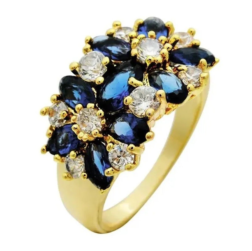 5-Color Natural 6.69CT White/Alexandrite/Sapphire/Ruby/Emerald Diamond 14K Yello