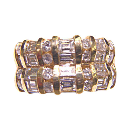ROUND BRILLIANT AND BAGUETTE SHAPE CHANNEL SET TOP SET DIAMOND BAND DIAMOND RING