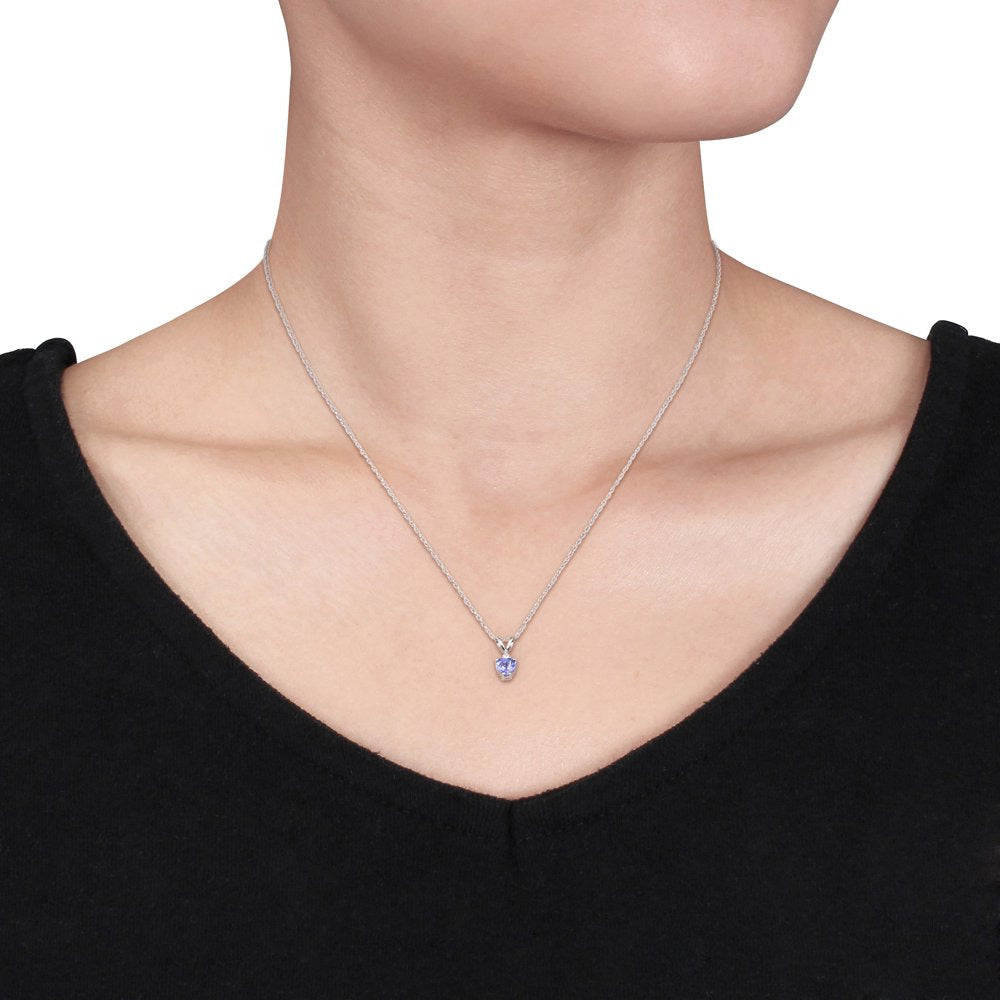Miabella Women'S 3/8 Carat T.G.W. Heart-Cut Tanzanite and Round-Cut Diamond Acce