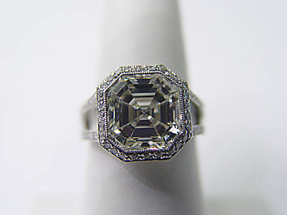 EGL CERTIFIED H COLOR VS2 CLARITY DIAMOND ASSCHER SHAPE CENTER ENGAGEMENT RING