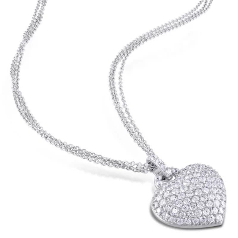 Created White Sapphire Heart Pendant in Sterling Silver