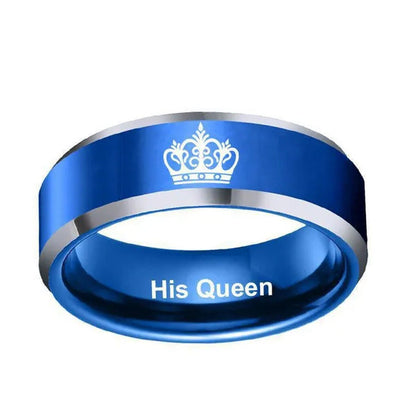 Buy 1 Get 1 Free！！！His Queen Her King Rhinestones Studded Crown Stainless Steel