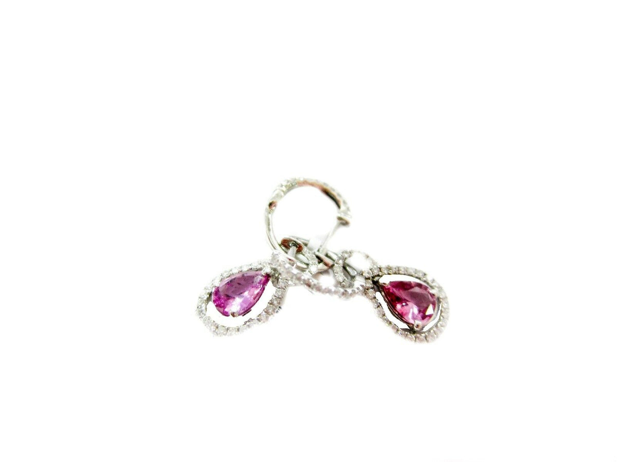 pink sapphire diamond earring dangle style with hoop top earring dangle sapphire
