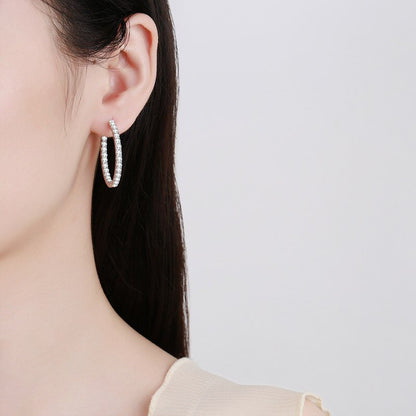 2.88CT White Gold Moissanite Hoop Earring for Women Sparkling Full Enternity