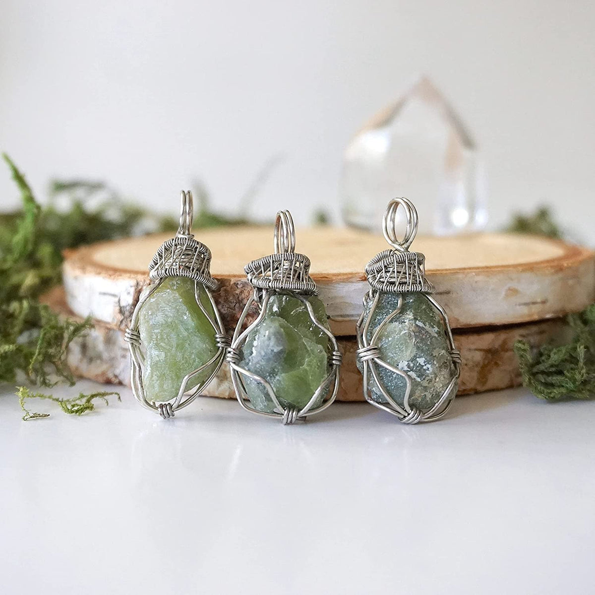 Raw Peridot Crystal Necklace - Green Peridot Pendant - August Birthstone Jewelry