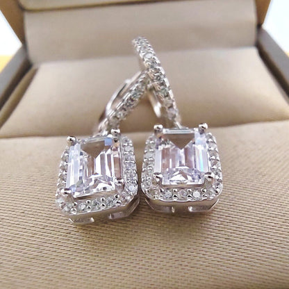 1+1CT 5X7MM Emerald Cut Rectangular Moissanite Earrings Passed the