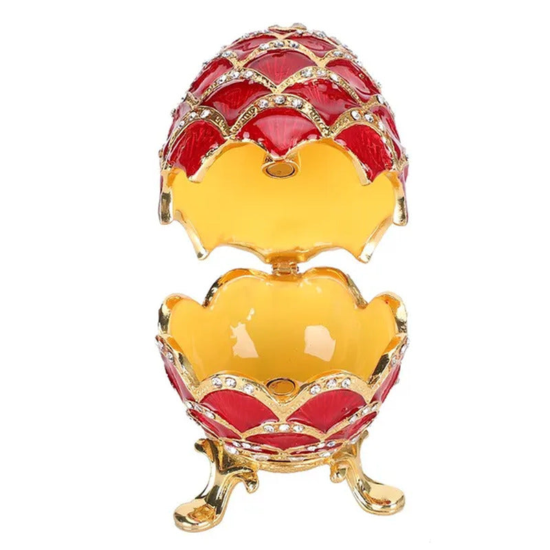 Jewelry Storage Eggs Enameled Craft Elegant Rich Colors Red Color Egg Shape