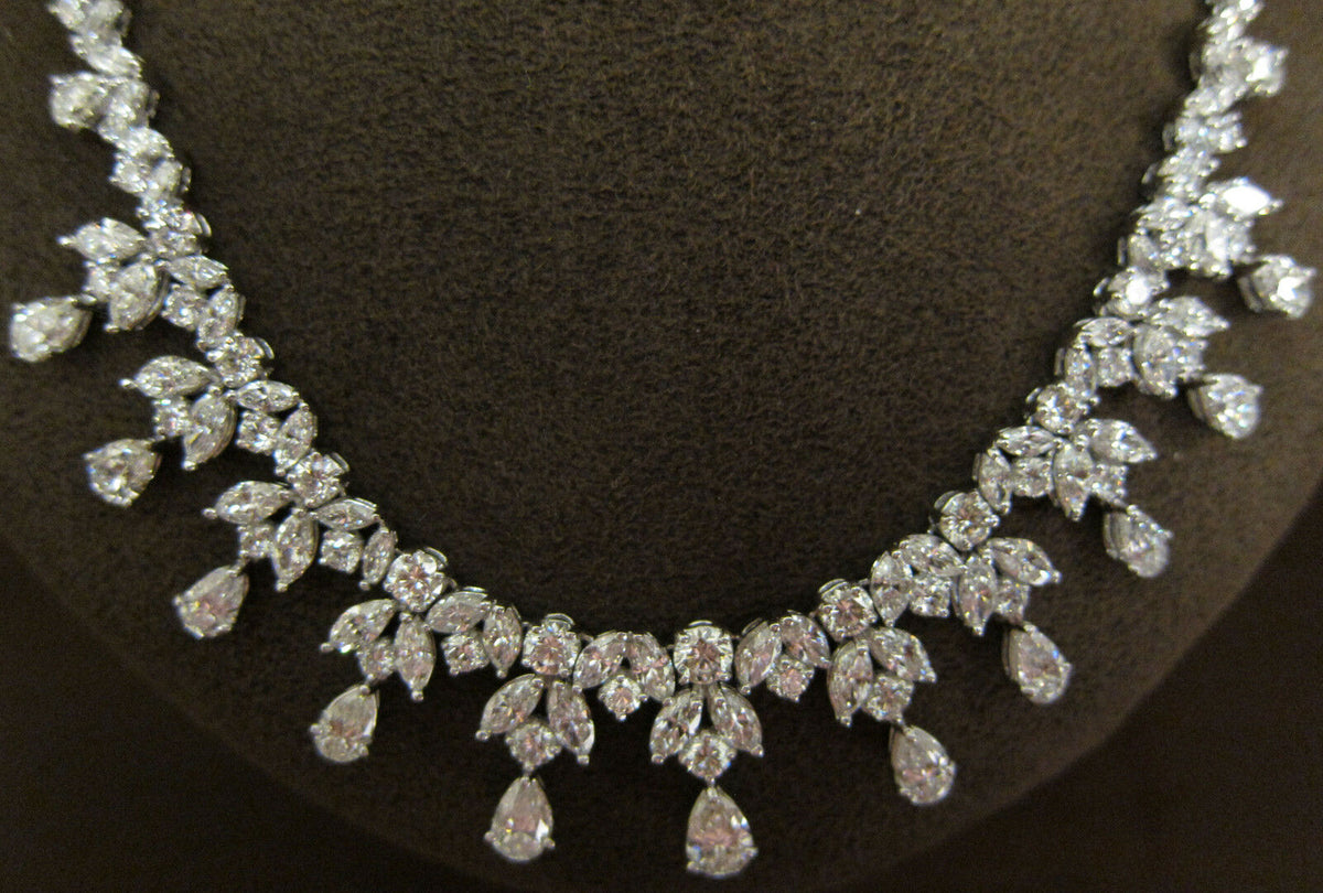 DIAMOND PEAR MARQUISE ROUND SHAPE DIAMOND SET CHOKER DIAMOND NECKLACE