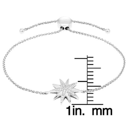 0.10 CT. T.W. Sterling Silver Diamond Starburst Bolo Bracelet