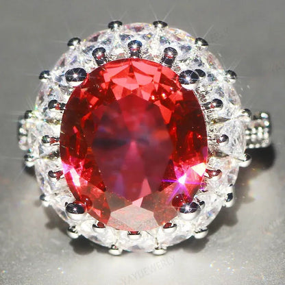 Unique 925 Silver Natural Ruby Gemstones Birthstone Bride Princess Wedding Engag