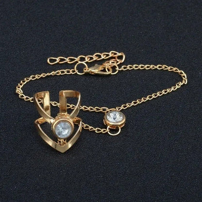 Vintage Gold Big Crystal Ring Bracelet Wrist Chain Jewelry Fashion Hand Back Ban