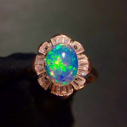 Silver Natural Opal Clean Fire Ring