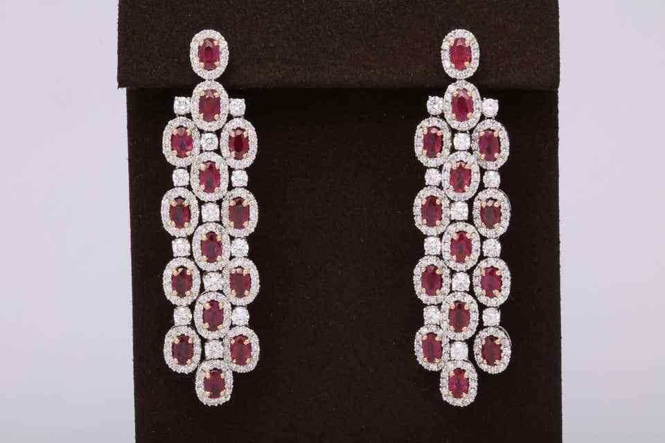 Ruby and Diamond Chandelier Earrings