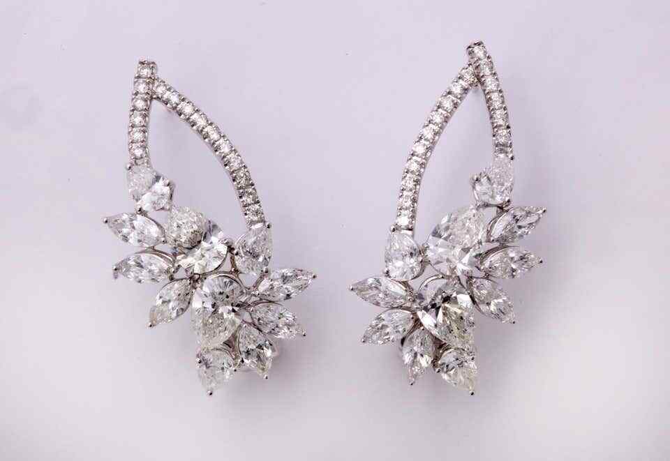 Diamond Cluster Hoop Earring