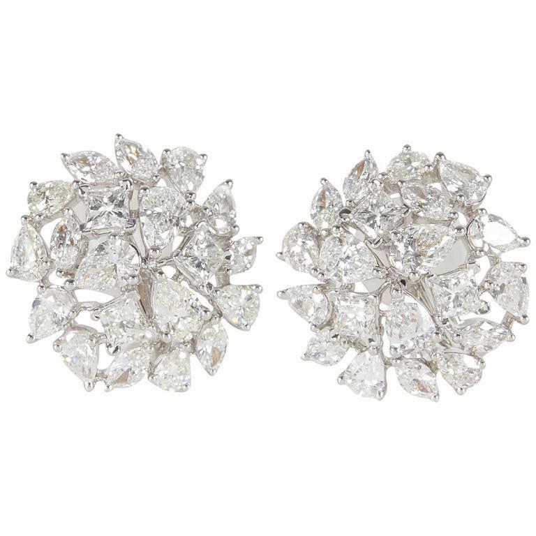 6.25 carats of F/G color VS clarity diamonds. This earring features pear, marque