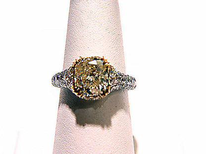 LABORATORY CERTIFIED CUSHION FANCY LIGHT YELLOW 2.60 CT CENTER SIDE 2.40 CT SI3