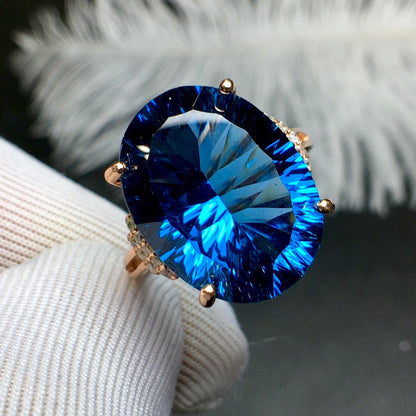 Blue Topaz Ring S925 Silver Inlaid