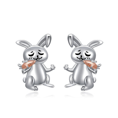 Bunny Earrings Sterling Silver Rabbit Stud Earrings Hypoallergenic Bunny Jewelry