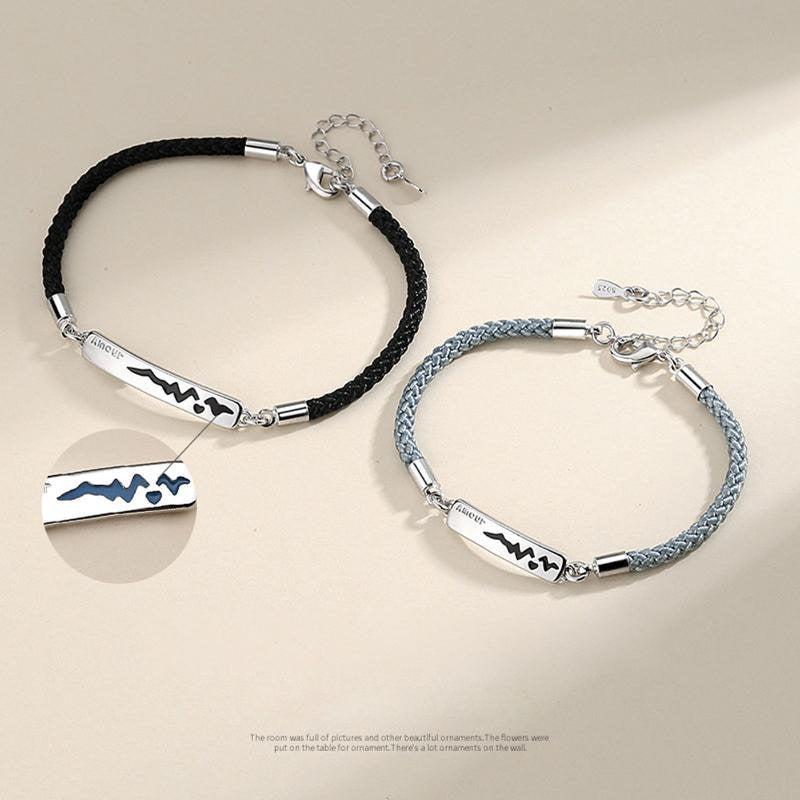 2 Pcs Alloy Couple Bracelets Bangles Adjustable Chain Wristband Temperature Chan