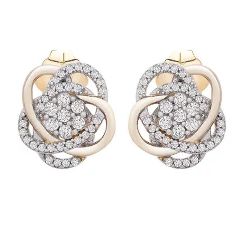 0.25 CT. T.W. Diamond Love Knot Stud Earrings in 14K Yellow Gold