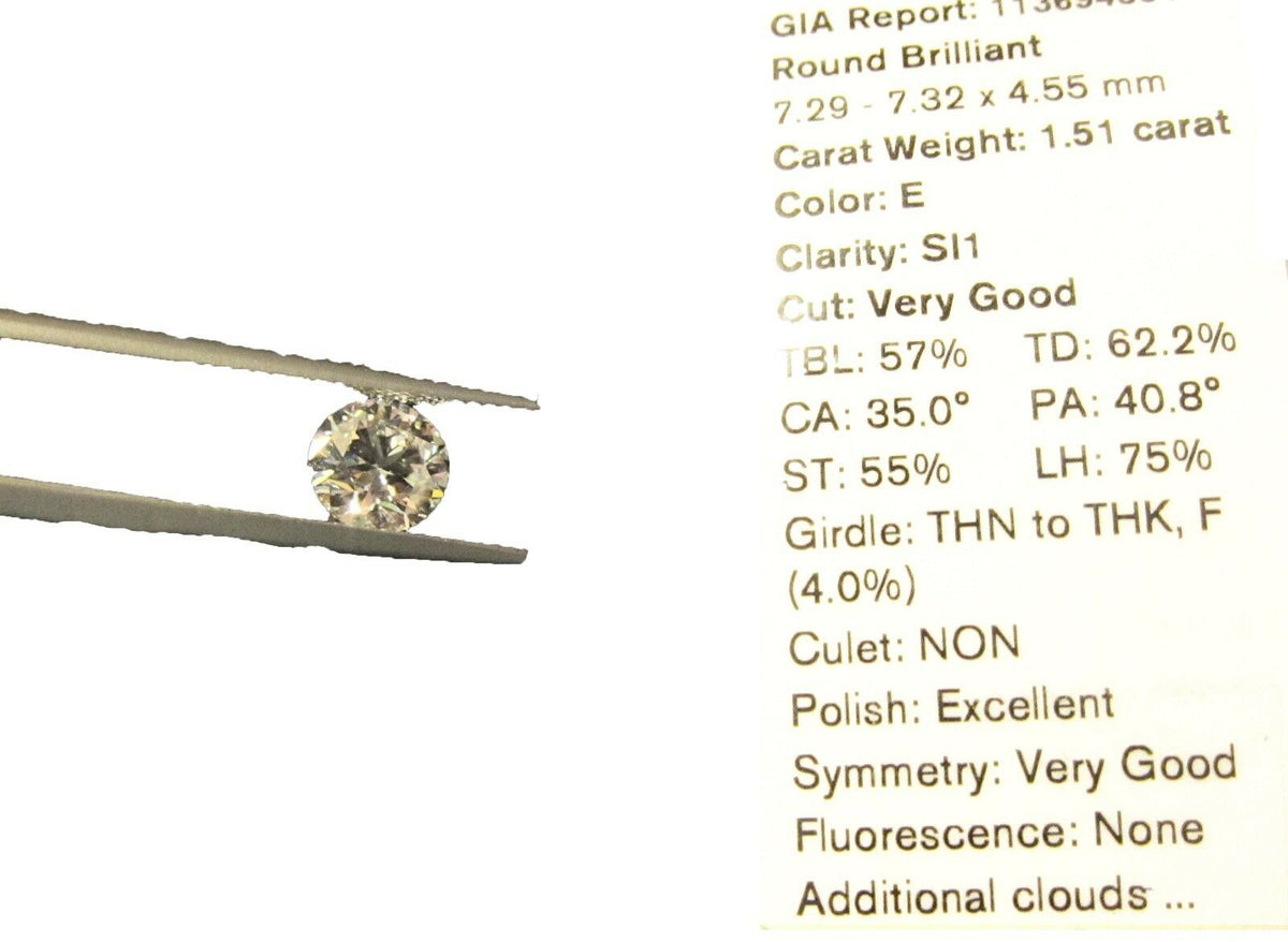 GIA ROUND BRILLIANT DIAMOND E SI1 IDEAL LOOSE DIAMOND